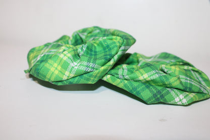 Green Plaid Glitter Scrunchies